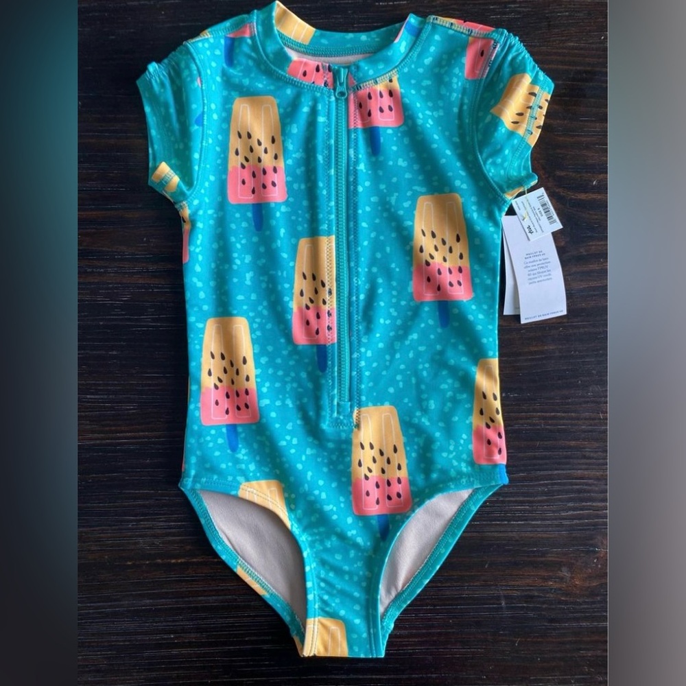 Tea Collection Girls Popsicle Rashguard One Piece Swimsuit Size 5- NEW